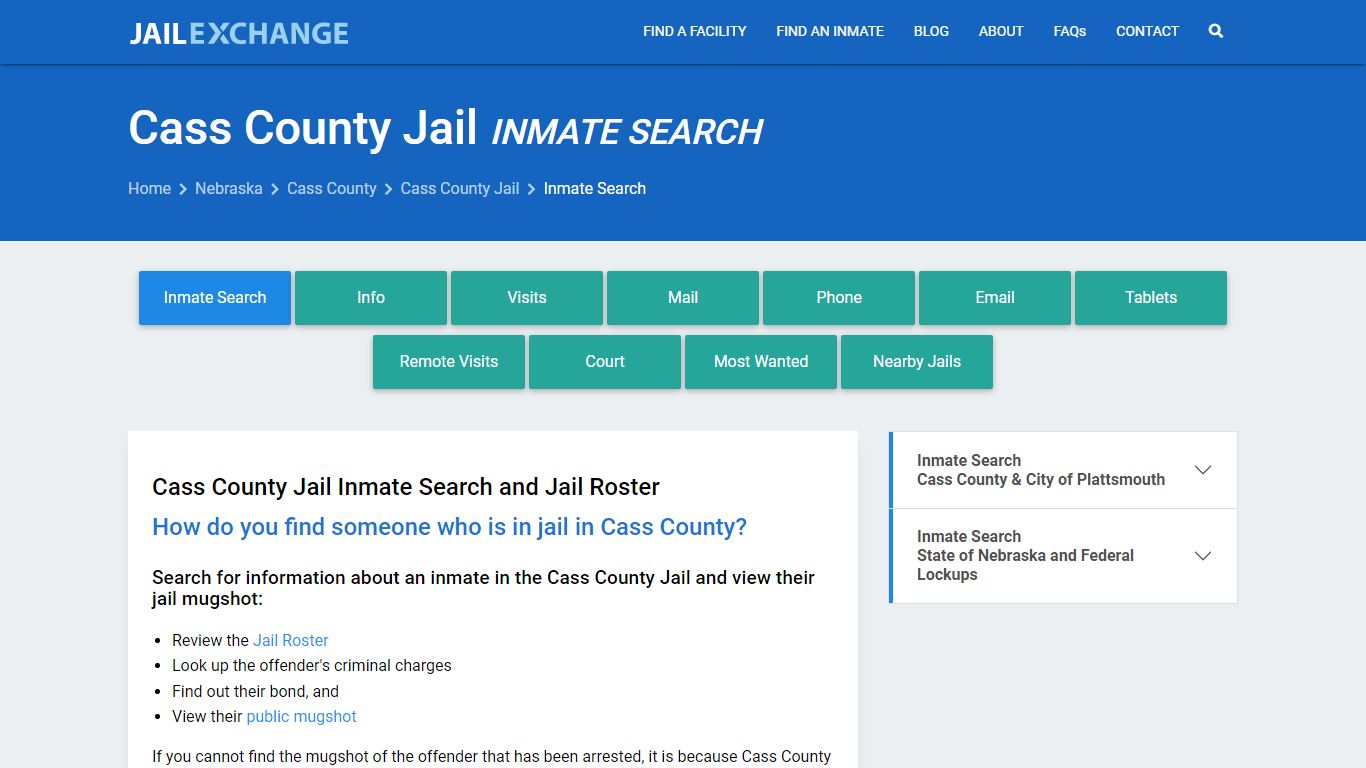 Inmate Search: Roster & Mugshots - Cass County Jail, NE
